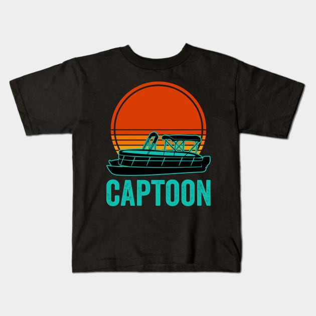 Pontoon Captain Funny Captoon Boat Lover Kids T-Shirt by Visual Vibes